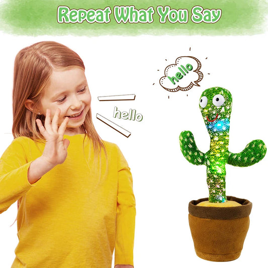 ASWJCN Dancing Cactus Talking Plush Speaker Toy 120 Songs USB Battery Powered For Kids Gift