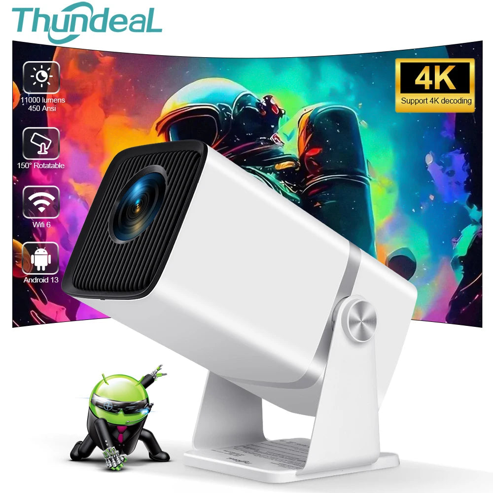 ThundeaL 4K Android WiFi Projector TD80W Home Theater 3D Portable Beam For Family Movie Nights And Meetings