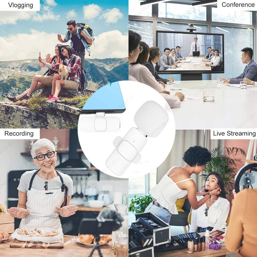 ZMYNOJLH Wireless Lavalier Microphone For iPhone And Android Plug And Play 10 Hours Battery 20m Range For Video Creators