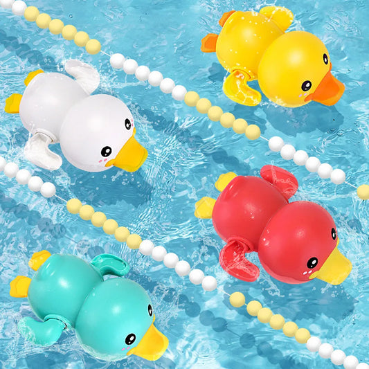 Yellow Duck Bath Toy Clockwork Swims In Water For Babies And Kids Safe ABS Plastic Educational Bath Gift