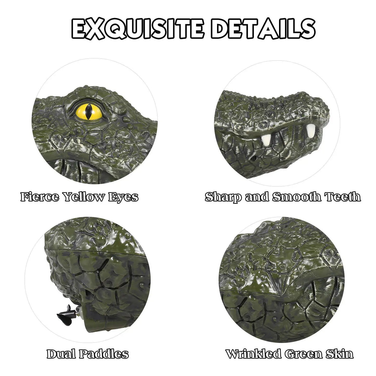 RC Crocodile Boat 2.4GHz Remote Control Toy With Realistic Crocodile Head For Kids And Teens Ready To Run Water Play