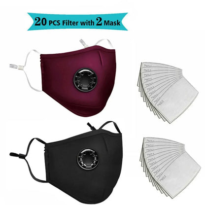 FLCOSLY Reusable PM2.5 Mask With 10 Replaceable Filters Windproof Valve Goggles For Adults