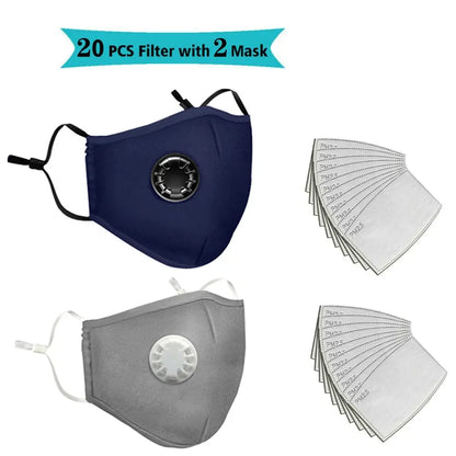 FLCOSLY Reusable PM2.5 Mask With 10 Replaceable Filters Windproof Valve Goggles For Adults