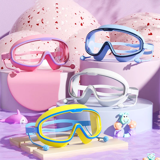 Kids Swimming Goggles Big Frame HD View Anti Fog Waterproof For Boys And Girls Multi Color