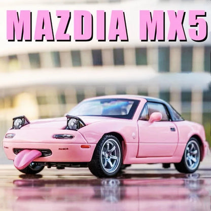 BeiDuDu 1to32 Mazda MX5 Diecast Alloy Car Model With Bright LED Sound Light For Kids Gift
