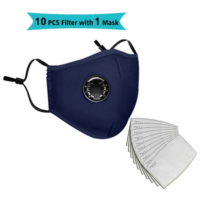 FLCOSLY Reusable PM2.5 Mask With 10 Replaceable Filters Windproof Valve Goggles For Adults