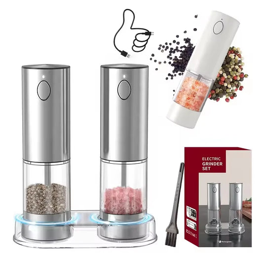 Automatic Salt And Pepper Grinder USB Rechargeable With Adjustable Coarseness For Home Cooks