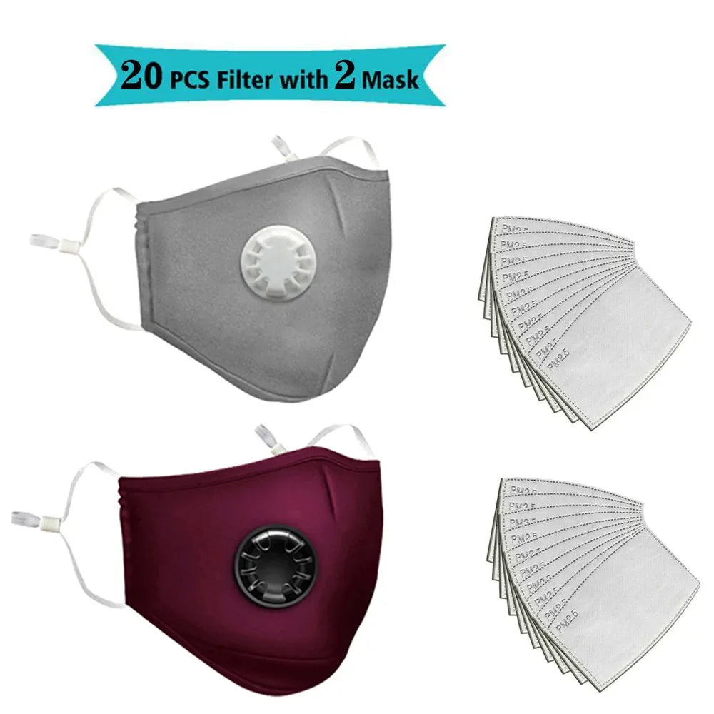 FLCOSLY Reusable PM2.5 Mask With 10 Replaceable Filters Windproof Valve Goggles For Adults