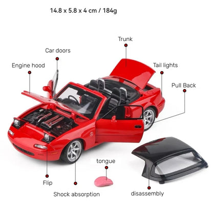 BeiDuDu 1to32 Mazda MX5 Diecast Alloy Car Model With Bright LED Sound Light For Kids Gift