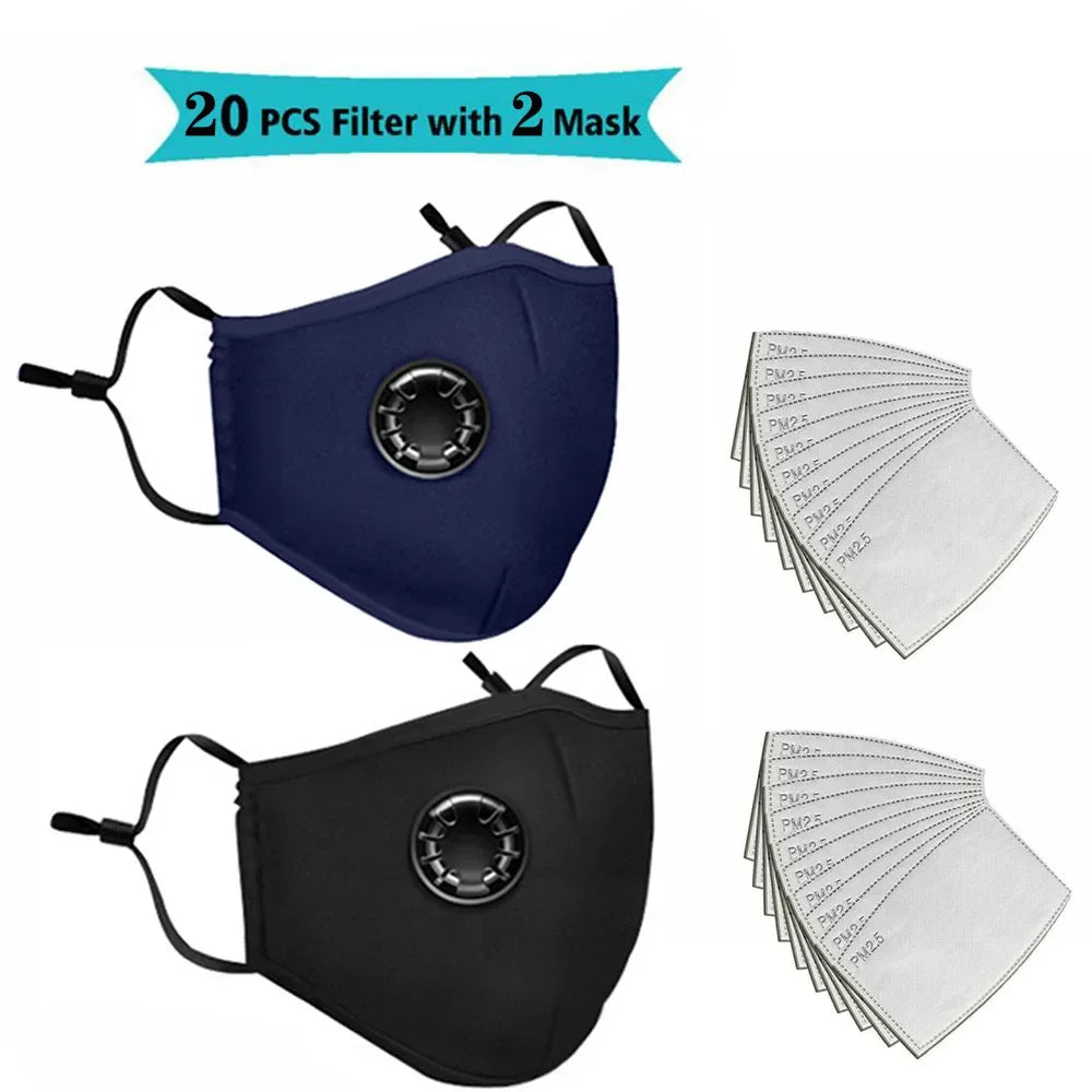 FLCOSLY Reusable PM2.5 Mask With 10 Replaceable Filters Windproof Valve Goggles For Adults