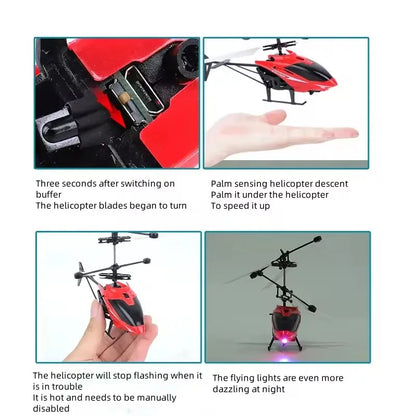 ZHENDUOC Gesture Sensing RC Helicopter For Kids Wireless Mini Airplane With Flashing Lights