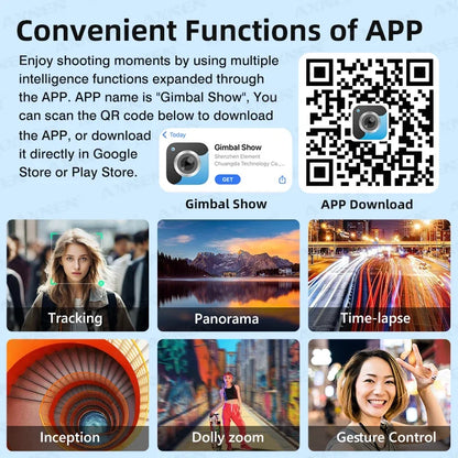 AXNEN Smart 3 Axis Handheld Gimbal Stabilizer For Smartphones With Fill Light Face Tracking For iPhone Android Vloggers