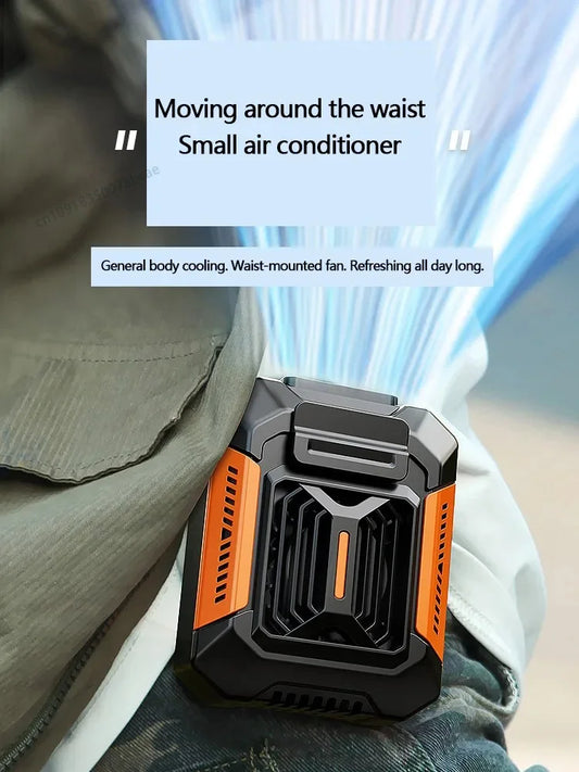 HOMFISH Belt Clip Fan Portable Power Bank 5W Motor Wearable Neck Fan for Outdoor Hiking Camping