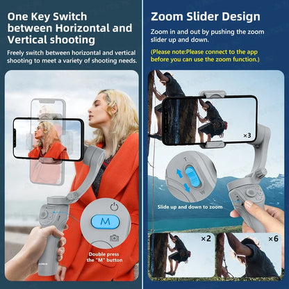 AXNEN Smart 3 Axis Handheld Gimbal Stabilizer For Smartphones With Fill Light Face Tracking For iPhone Android Vloggers