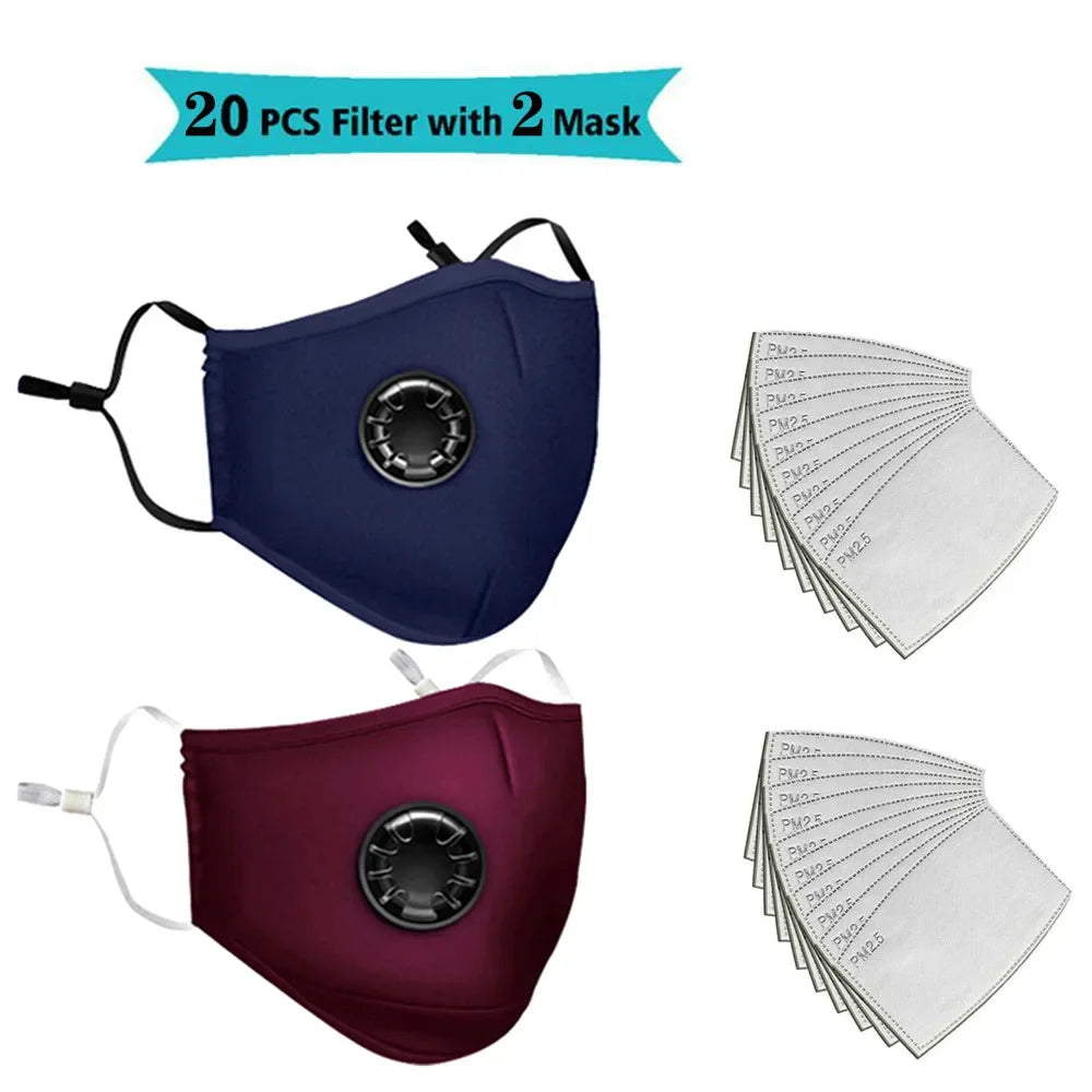 FLCOSLY Reusable PM2.5 Mask With 10 Replaceable Filters Windproof Valve Goggles For Adults