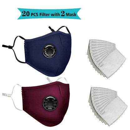 FLCOSLY Reusable PM2.5 Mask With 10 Replaceable Filters Windproof Valve Goggles For Adults
