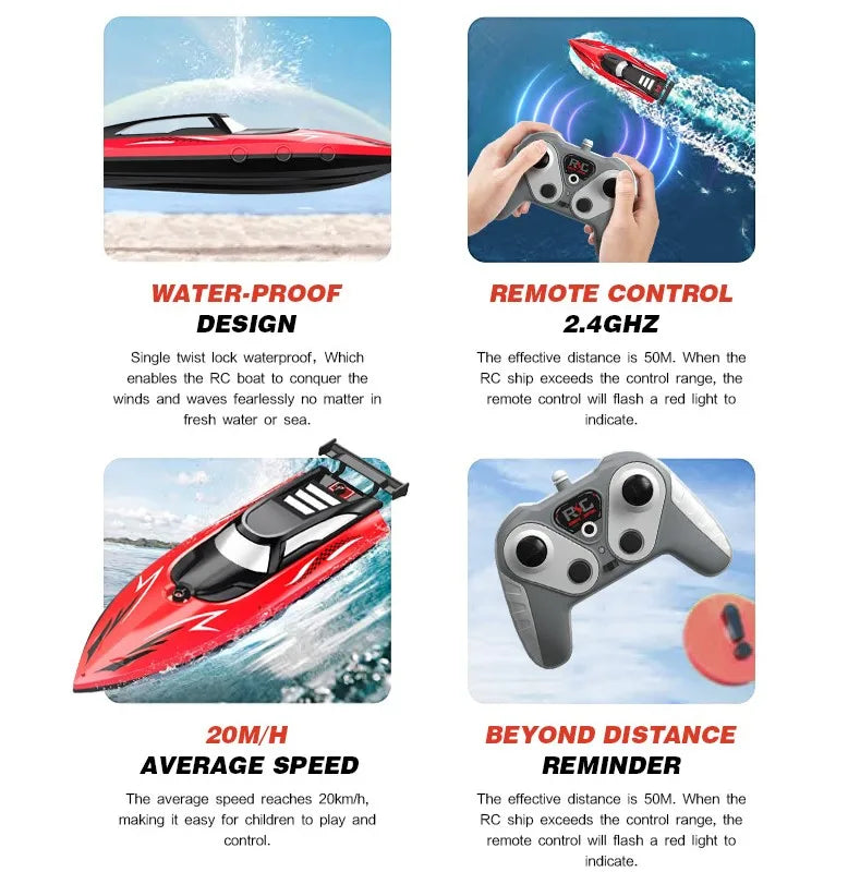 Cross Border Remote Control Boat 2.4G High Speed Electric Toy With Lithium Battery For Kids Ages 6 To 12