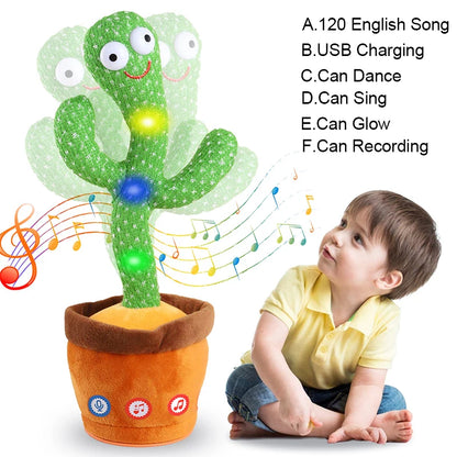 ASWJCN Dancing Cactus Talking Plush Speaker Toy 120 Songs USB Battery Powered For Kids Gift
