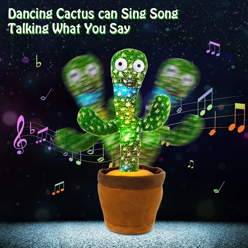 ASWJCN Dancing Cactus Talking Plush Speaker Toy 120 Songs USB Battery Powered For Kids Gift