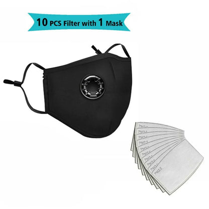 FLCOSLY Reusable PM2.5 Mask With 10 Replaceable Filters Windproof Valve Goggles For Adults